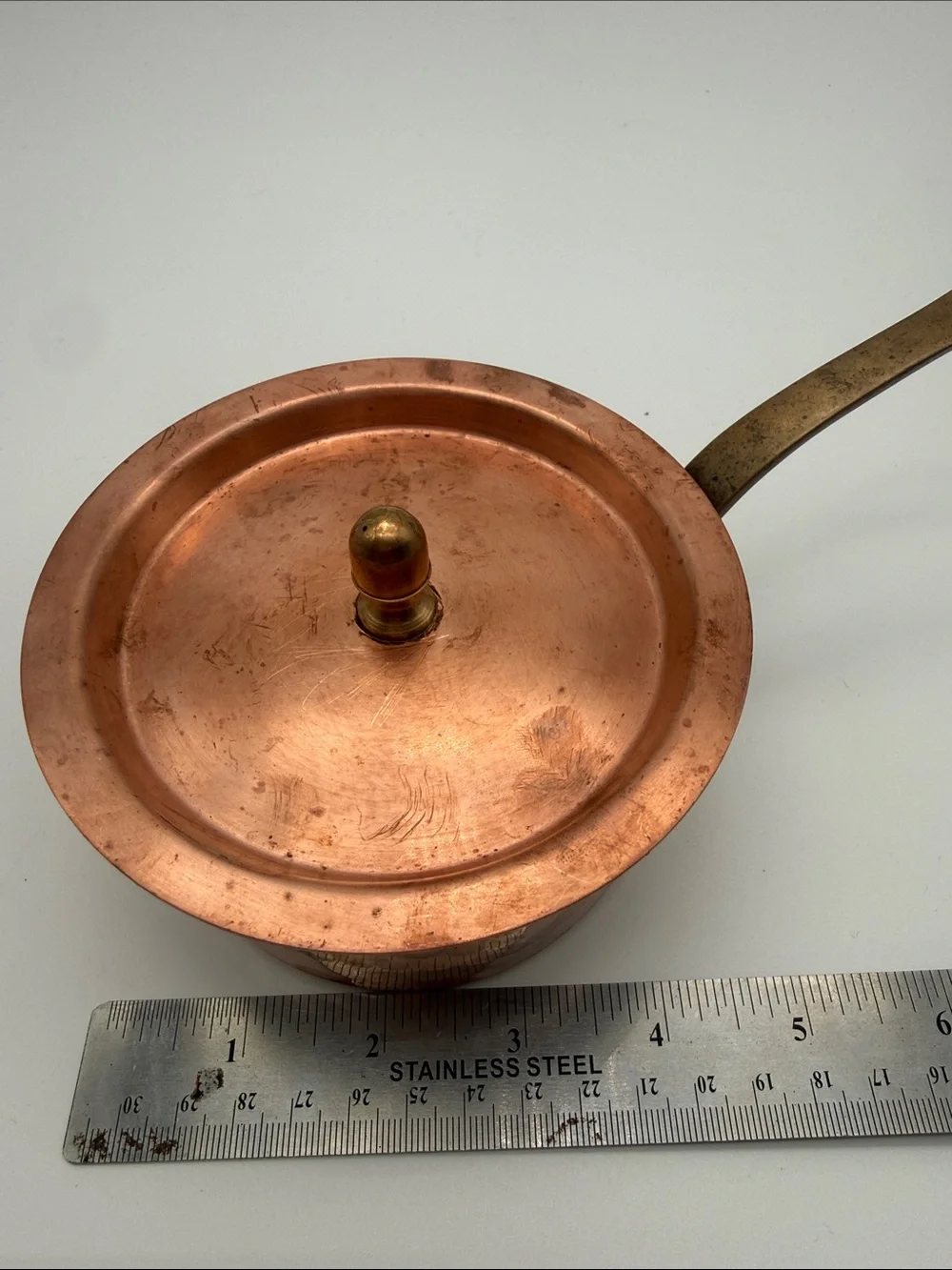 Vintage French Copper Saucepan w Lid Brass Handle Henglamor Detroit